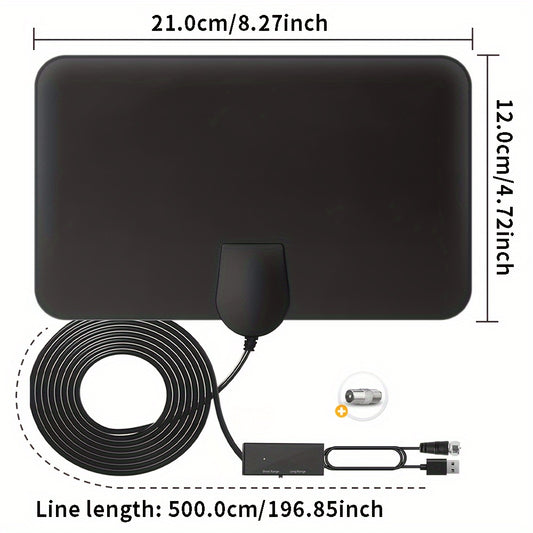 2024 High-Definition Indoor Digital TV Antenna with Amplifier - 16.4ft Coaxial Cable, 250 Mile Range, Supports HD & Ultra HD Channels