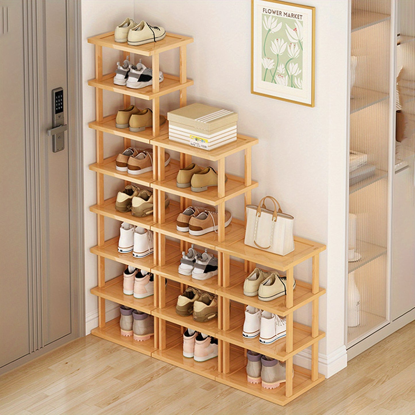 Narrow 5/7/8 Tiers Vertical Shoe Rack - Space Saving Corner Shoe Shelf, Free Standing Shoe Tower for Entryway, Closet - No-Tool Assembly Needed