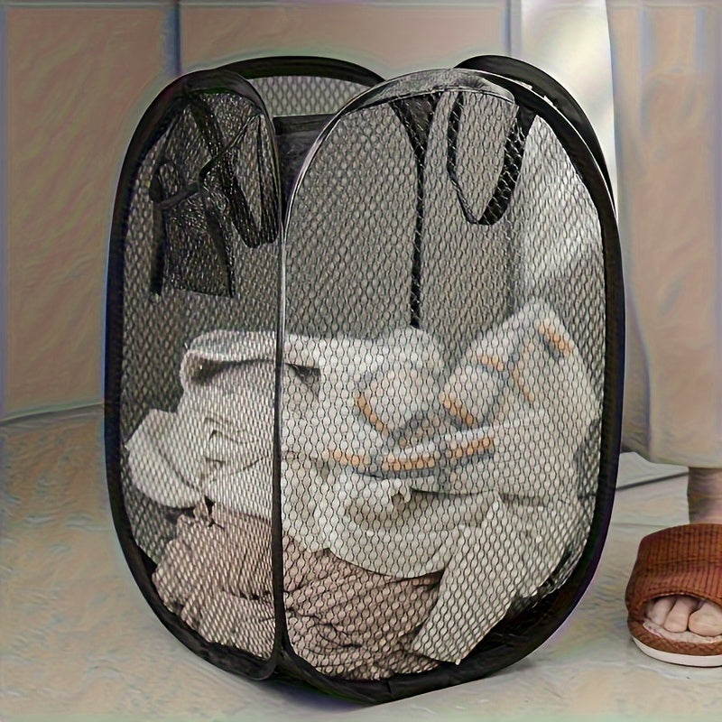 This essential pull-out laundry basket with handle can be easily folded, fashionable, and suitable for your bathroom or bedroom!, Laundry Baskets