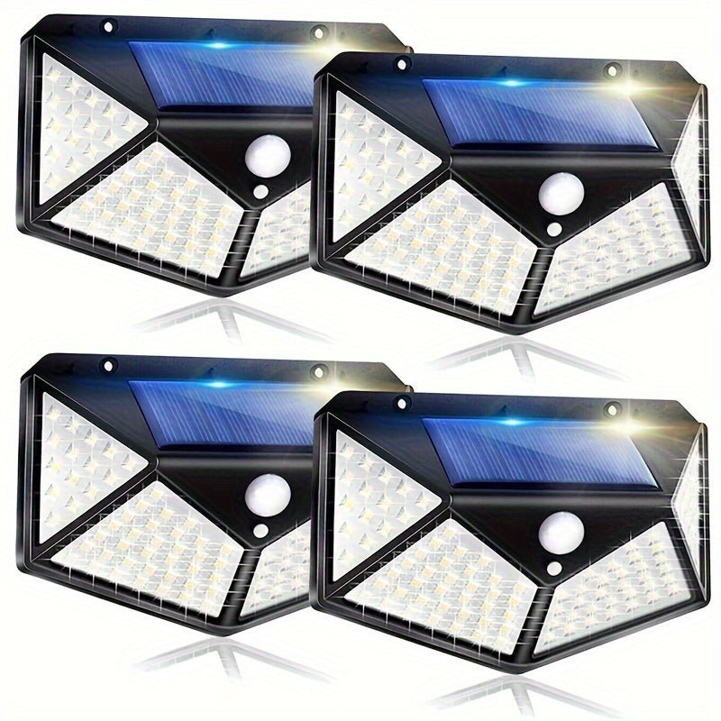 2-12pcs LED Solar Sensing Wall Light Outdoor, Four-Sided Lighting with Motion Sensor, Sunlight Garden Lawn Patio Fence Driveway Path Decoration