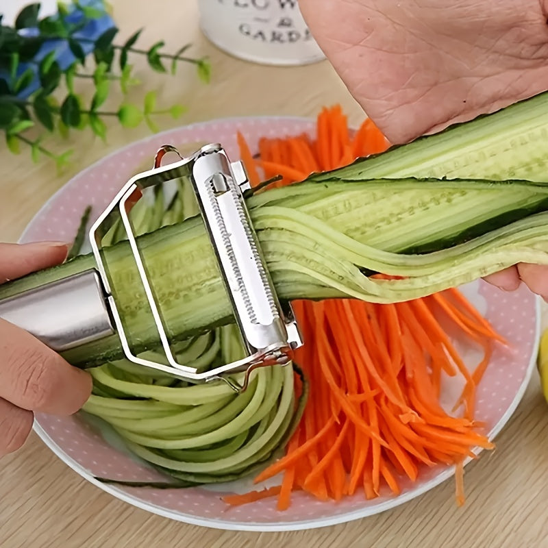 1pc Multi-Use Stainless Steel Fruit & Vegetable Peeler - Manual Slicer, Grater & Shredder Kitchen Gadget For Home, RV Cooking, And College Dorms