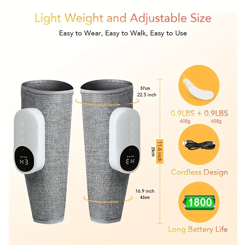 Cordless Leg Massager, 1pc Portable Electric Calf Air Compression Massager with Heat, Comfortable and Easy to Use, Perfect Gift for Christmas, Mother's Day, Father's Day