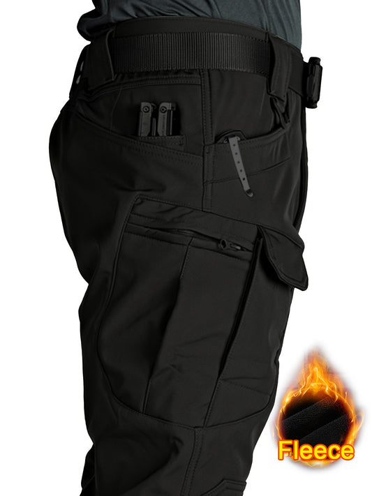 Men's Fleece-Lined Waterproof Tactical Pants for Outdoor Winter Wear