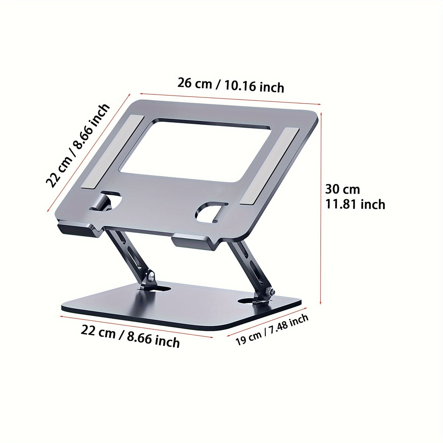 Adjustable & Portable Laptop Stand – Foldable Notebook Holder with Ergonomic Design, Carbon Steel Construction, Grey, Compatible with 25.4-39.62 cm Laptops, Ideal for Desk, Travel, and Office Use